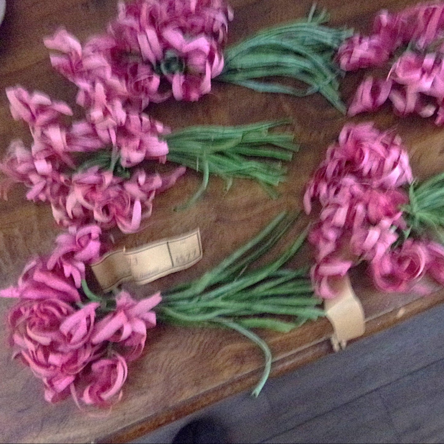 VINTAGE BRIGHT PINK HYACYNTH ?  HAS TUBE STEMS- ON SALE $2..50 EA. BUNCH GERMANY