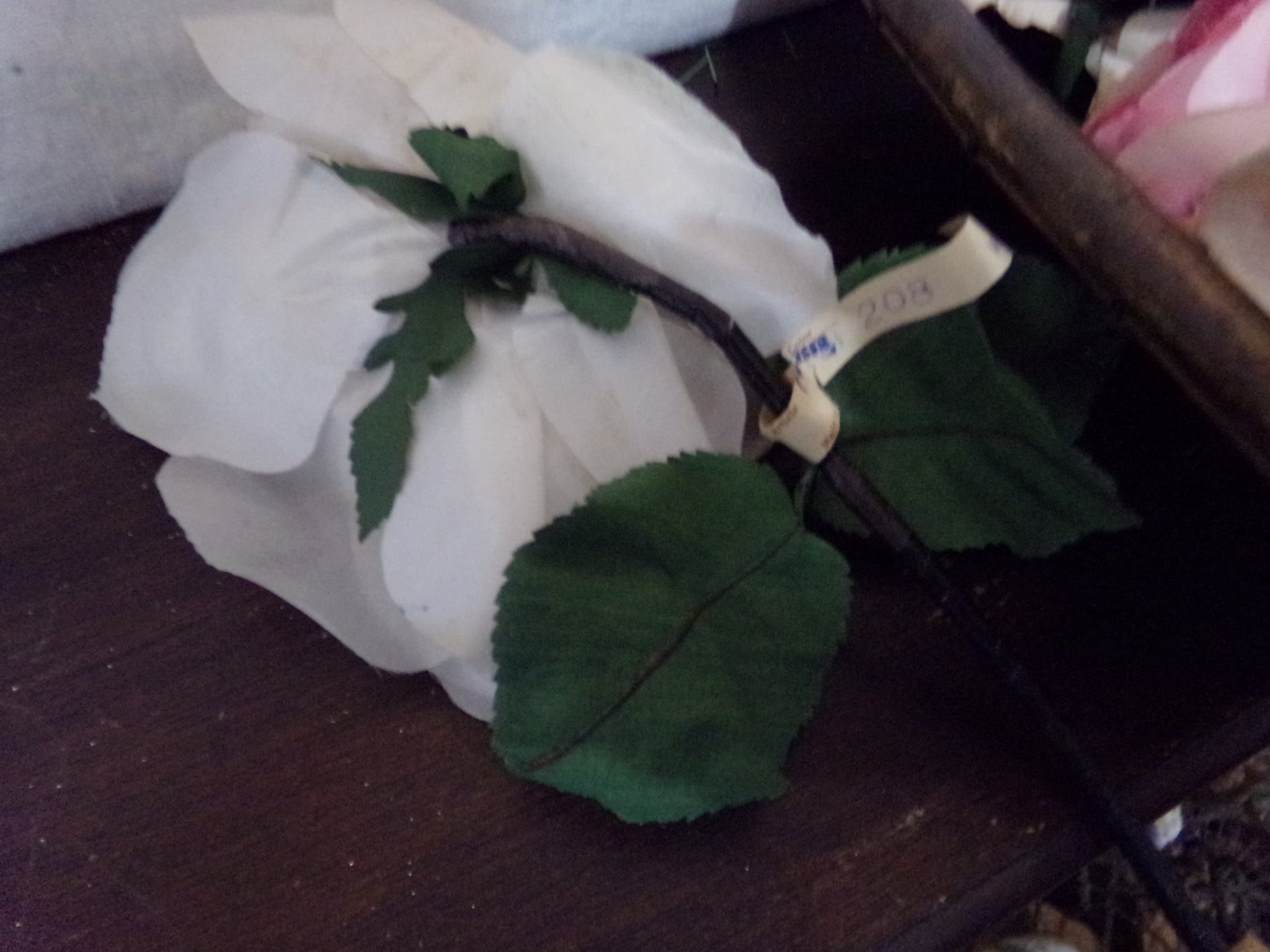 VINTAGE WHITE SILK ROSE-FRANCE WAS $28.95  NOW 21.95