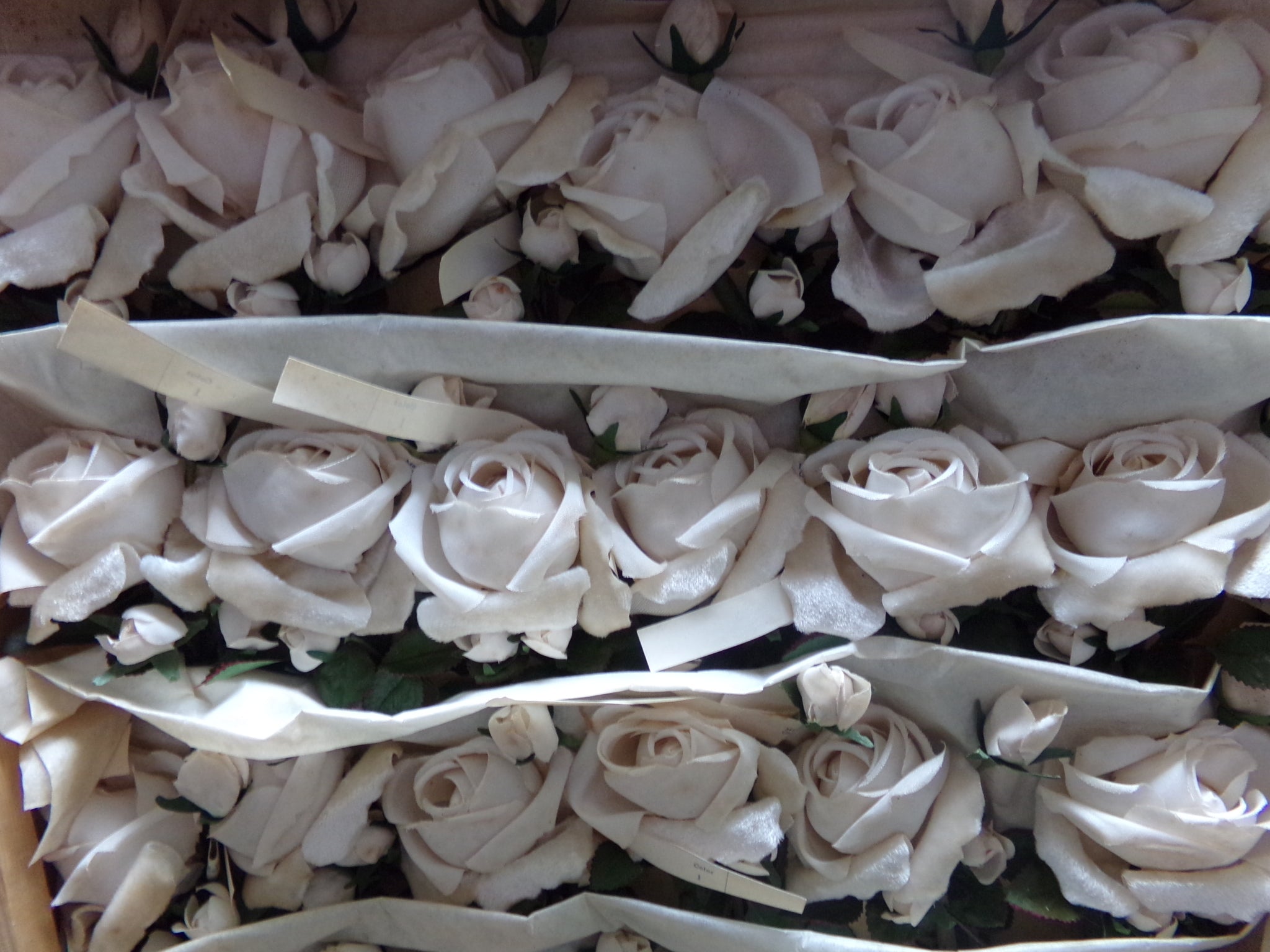 Vintage double bloom White Velvet rosebuds.  Made in GERMANY- $8.95 now $5.95each