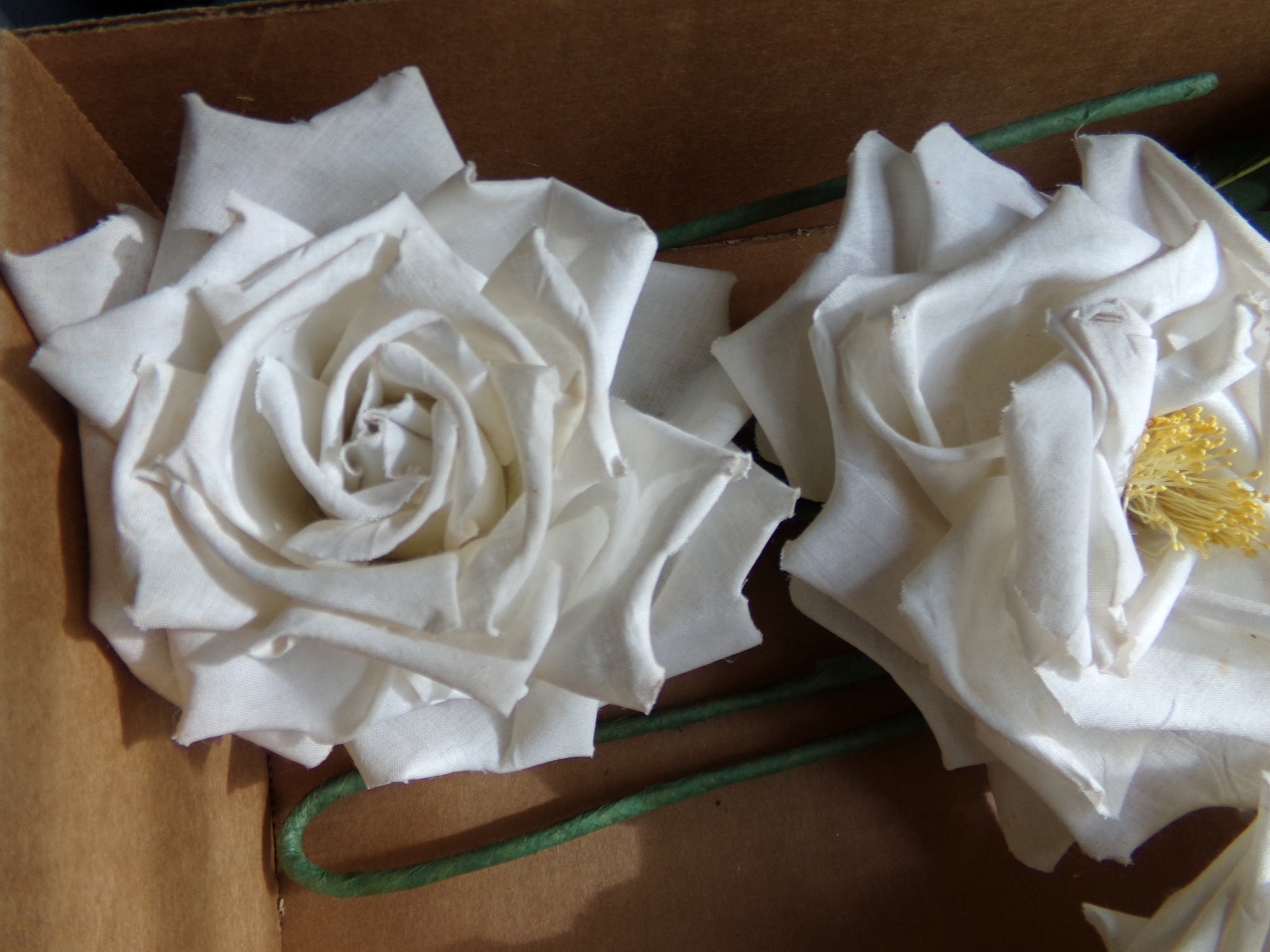 VINTAGE OPEN 2 ROSES WITH LEAVES FROM THAILAND WAS $ 9.95 EA NOW $5.95