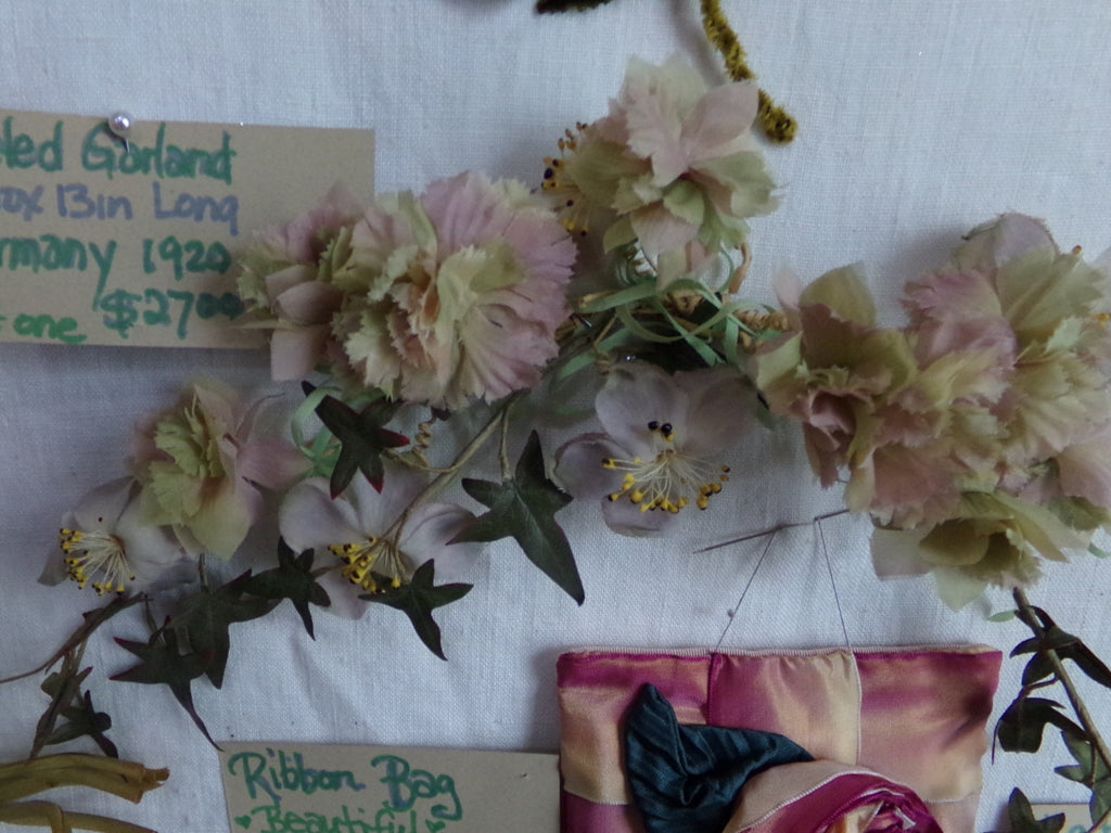 Muted color delicate 13 in Garland with leaves. Velvet, silk and sheer. Reg price was $ 24  Now sale price is $22.